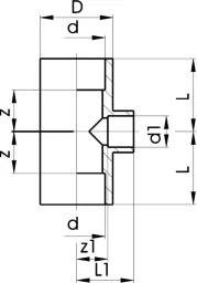 FISCHER GEORG GF T-Stück 90° reduziert PVC-U d 63x25 – 721200011