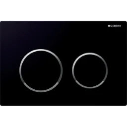 GEBERIT GE Betaetigungsplatte Omega20 2-Mengen schwarz/glanzchrom/schwarz, round – 115.085.KM.1