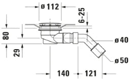 DURAVIT DU Duschwannenablauf D-Code chrom Durchm.90mm, Ablauf waagrecht – 791260000001000