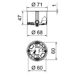 OBO Hohlwanddose luftdicht für Brandschutzwä nde Ø68mm, H47mm Polypropylen / Thermopl – 7204320