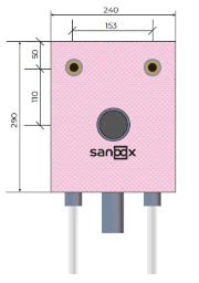 SANOOX Spültisch kurz, Rohrführung unten lang FlowFit DA16 Polokal DN50 Mauerwerk – M04.1080.06.16.3