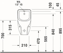 DURAVIT Duravit D-Code Urinal, Zulauf von hinten weiß – 0829300000