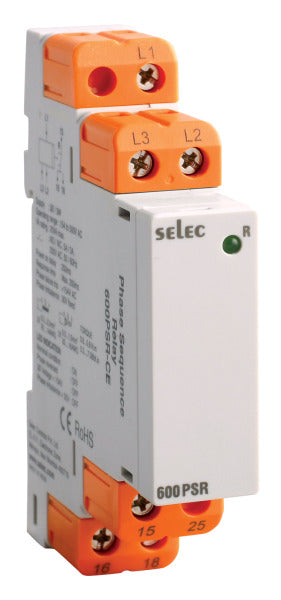 Drehstom-Phasenfolge, -ausfall, -symmetrie, ON-Led – 600PSR-CE