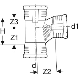 GEBERIT GE Silent-Pro Carve Abzweig 87,5 Gr. d90/90mm, 3 Muffen – 393.442.14.1