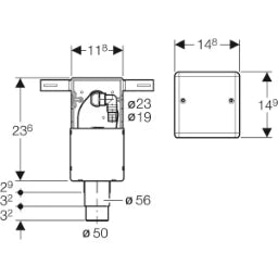 GEBERIT GE UP Siphon fuer Geraete mit UP-Kasten 1 Anschluss, Abdeckplatte Edelstahl – 152.232.00.1