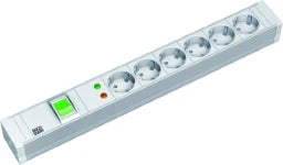 BACHMANN Steckdosenleiste 19" PVC 6-fach 2,0m Zuleitung 1xSchalter 1xSPD Strom – 333.605