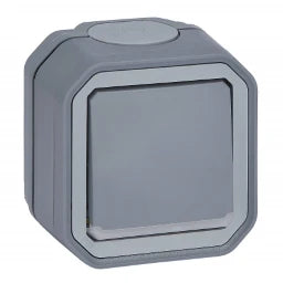 LEGRAND FR AP 2poliger Schalter Kontroll 10 AX, Steckklemmen, IP55, IK08, Grau – 069726L