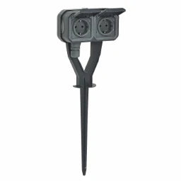 LEGRAND Gartenpfahl 2-fach vorverdrahtete SSDO, SL, EB, IP44, IK 08, Grau – 069759L