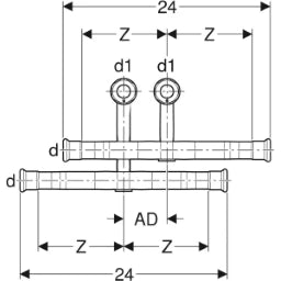 GEBERIT GE Mapress C-Stahl Hzk-Anschluss Set VL/RL m. EK-Klemmverschr. d22 x 15mm – 24047