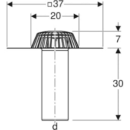 GEBERIT GE Dachwassereinlauf konventionell 6 l/s d110mm, Bitumen, 6 l/s, Anschlussblech – 359.037.00.1