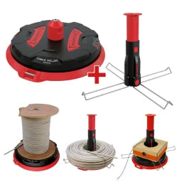 RUNPOTEC XB 300 + MULTIFUNKTIONSDORN-SET Profi-Kabelabroller für Trommeln, Bünde – 10174