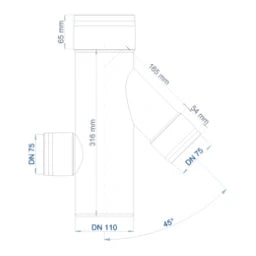 POLOPLAST PO Lüftungsdoppelabzweig mit Kondensat- sperre POLO-KWL DN 110/75/45Grad – 03636