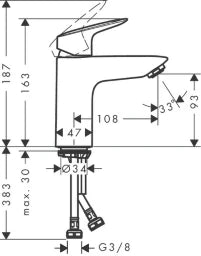 HANSGROHE HG Logis Waschtischmischer 100 ohne Ablaufgarnitur, chrom – 71101000