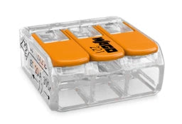 WAGO COMPACT Verbindungsdosenklemme 3-polig mit Hebeln, max. 4 mm², transparent – 221-413