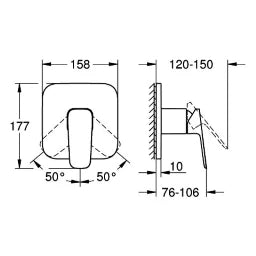 GROHE Grohe Cubeo EH-Brausebatterie Fertigmontageset für 35604 matt black – 101777 243 0