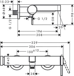 HANSGROHE HG Wannenmischer Aufputz Finoris chrom – 76420000