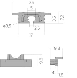 BILTON BLine E-S-IN01 Endkappe silber für P-S-I N01 und C-S-01 mit Kabelschlitz – 171976_00