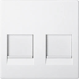 MERTEN Zentralplatte für Modular Jack 2fach m. Staubschutzschieber, polarweiß, System M – MEG4562-0419