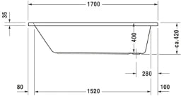 DURAVIT Duravit D-Code Badewanne Rechteck 1700x750mm, Ablauf im Fußbereich – 700100000000000