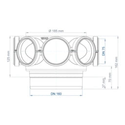 POLOPLAST PO Lüftungsverteiler sternförmig POLO-KWL DN 160/8x75 – 03618