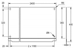 KWC AUSTRIA KWC Planox Rückwand 2400x400x3mm für PLANOX Waschrinnen, CNS, matt – 2030043810