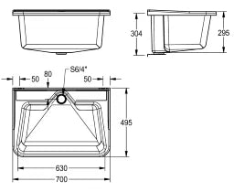 KWC AUSTRIA KWC Sirius Mehrzweckbecken 700x495mm inkl. Befestigung, SV 6/4",decorgrau – 2000100092