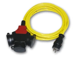 PC ELECTRIC Schuko Verlängerung 5m N07V3V3 3x1,5° Gummi-Stecker --> 3-fach Hängekupplung – 980905315581-P