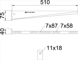OBO Wand- und Stielausleger mit angeschweißt er Kopfplatte B510mm Stahl tauchfeuerver – 6420788