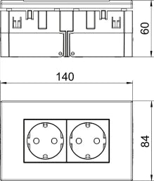 OBO Steckdoseneinheit Modul 45, 2fach 84x140 x59mm Polycarbonat reinweiß RAL 9010 – 6119407