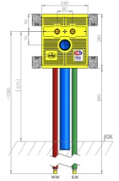 MHS mhs-Waschtisch 240 Auslass 80mm Unibox Rohr:Kelit Kelox – 20141KE5PO0000