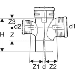 GEBERIT GE Silent-PP Abzweiger zweifach 87,5 Gr. d110/110/110mm – 390.566.14.1