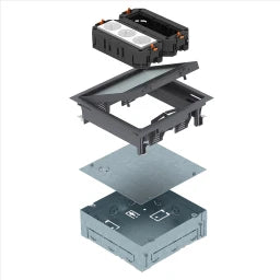 OBO Geräteeinsatz mit Einbaugehäuse 222x222x 73mm Polyamid eisengrau RAL 7011 – 7427410