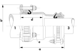FISCHER GEORG Multi Joint Red.Kuppl.Schrb.A2 pulverb. Fig.3107 DN 150(154-192) x 100(104-132) – 709405636