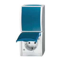 BUSCH-JAEGER FR AP Kombi Schuko/Wechsel Ocean IP44, grau/blaugrün – 2CKA001684A0316