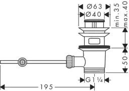 HANSGROHE HG Ablaufventil Waschtischmischer und Bidetmischer DN32 chrom – 94139000