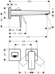 HANSGROHE HG 2-Loch Waschtischarmatur Unterputz Metropol F-Set chrom langer Auslauf – 32526000