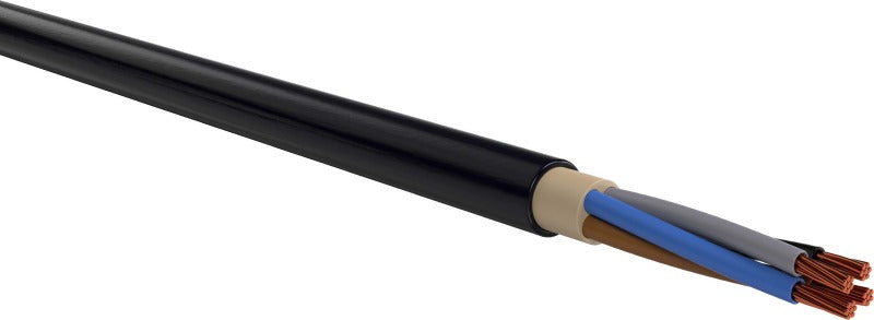 PVC-isolierte Starkstromkabel 0,6/1kV ein- und mehradrig E-YY-O 4X35 SM SW Eca Schnittlänge