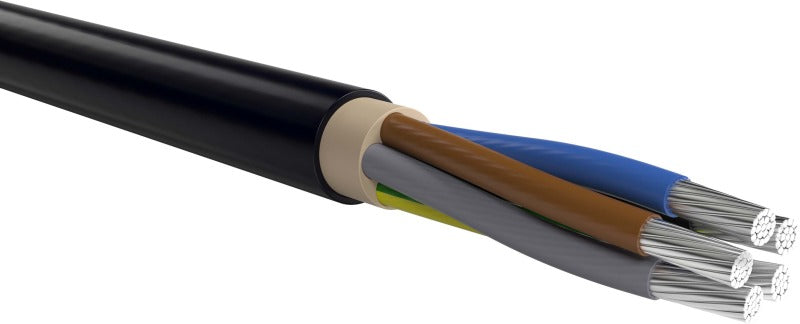 PVC-isolierte Kabel mit Aluminiumleiter E-AYY 5X35 RM SW Eca Schnittlänge
