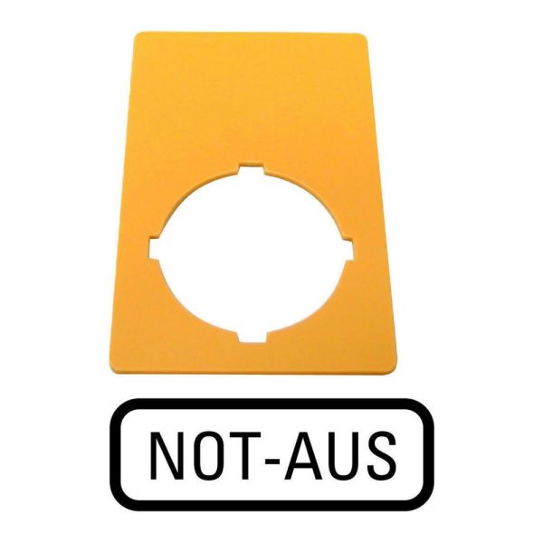 Schild, NOT-AUS, gelb, H x B = 50 x 33 mm, NOT-AUS – 216471