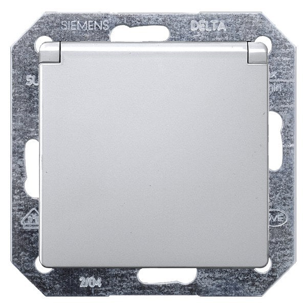 DELTA i-system, aluminiummetallic Schuko-Steckdose 10/16A 250V Mit schraubenl. – 5UB1937