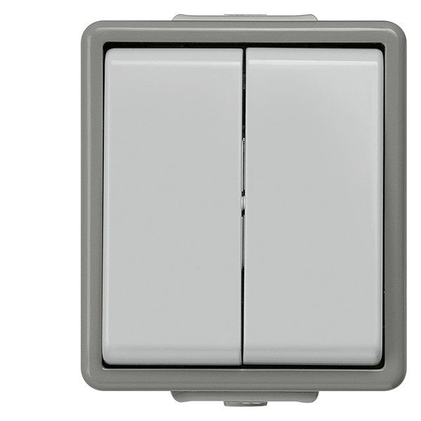 DELTA fläche IP44, AP dunkelgrau/hellgrau Doppel-Wechselschalter 10A 250V, 66. – 5TA4708