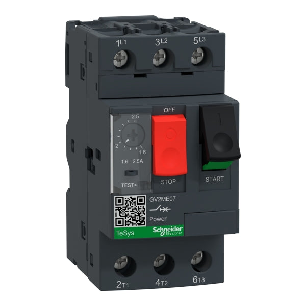 SCHNEIDER ELECTRIC Motorschutzschalter, 3p, 1,6-2,5A, Taste rbetätigung, Schraubanschluss – GV2ME07