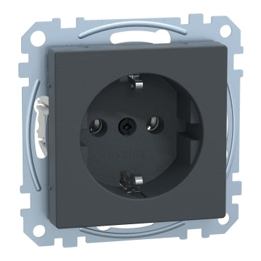 SCHUKO-Steckdose, Steckklemmen, anthrazit, System M – MEG2301-0414