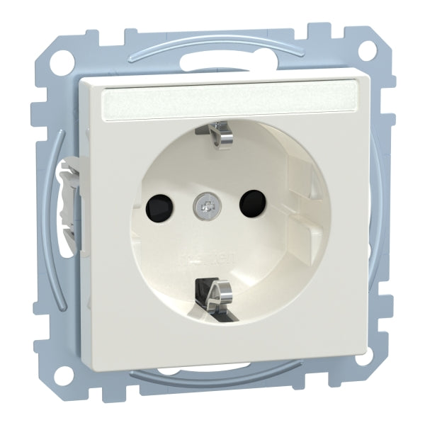 MERTEN SCHUKO-Steckdose mit Schriftf., BRS, Ste ckklemmen, polarweiß glänzend, System M – MEG2302-0319