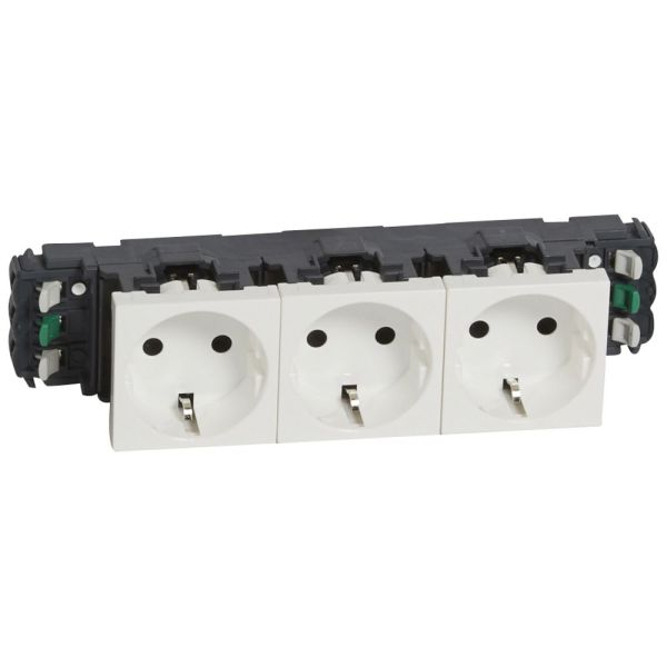 Schuko-Steckdosen, 3-fach (6 Module), Farbe: weiß (RAL 9003) – 077403