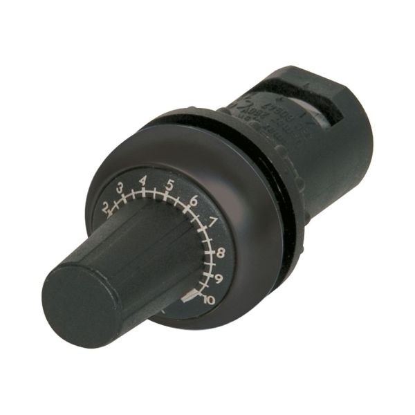 Potentiometer, klassisch, M22, 22.5 mm, R 10 kohm, P 0.5 W, Frontring Schwarz – 232233