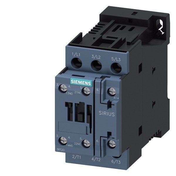 SIEMENS Schütz, AC-3e, 25 A/11 kW/400V, 3-polig, DC 24V, 1S+1Ö, Schraubanschluss – 3RT20261BB40