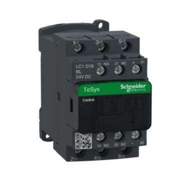 Leistungsschütz, 3p+1S+1Ö, 7,5kW/400V/AC3, 18A, Spule 24V DC – LC1D18BL