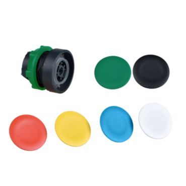 Drucktaster Frontelement XB5, Kunststoff, 22mm, 6 farbige Tastenschilder, tastend – ZB5AA9