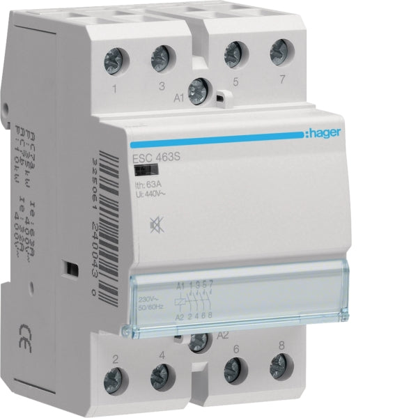 Insta-Schütz 4Schl. 63A/230VAC brummfrei 3TE – ESC463S